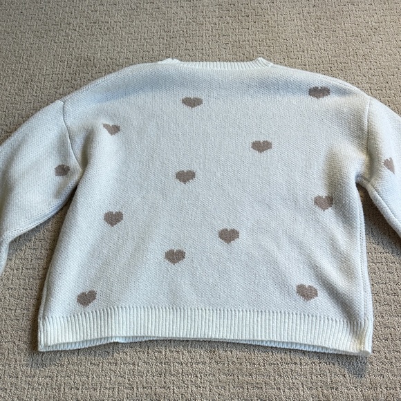 White Heart Pattern Sweater Womens Fall Top Small - Picture 3 of 3